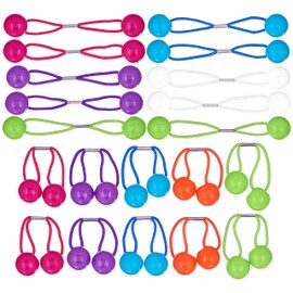Expressions 20pc Ponytailers Ponytail Balls Hair Elastics Collection, 18mm Round Opaque Multicolored Twin Hair Beads Bauble Hair Ties Ponytail Holders, Toddler Kids Bobble Hair Tie Value Pack