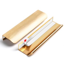 BaiNong 5 Pack 6 inch self Adhesive Cabinet pulls Adhesive Cabinet Handles Gold Drawer pulls Stick on Handles for Finger pulls for Concealed Edge Seam Flat Drawer