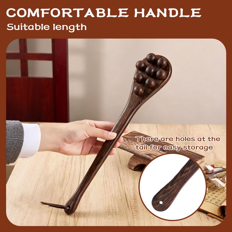 Hikiwin 8 Beads Wood Stick Massage Tools