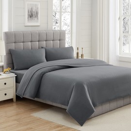 Viviland Plush Micro Fleece King Bed Sheet Set - Soft Polar Fleece Velvet Sheets - Extra Warm Winter Flannel Bed Sheets with Deep Pocket - Dark Gray - King