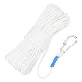 Rebower Nylon Anchor Rope with Hook,1/4"x98ft Hollow Braided Polypropylene Rope Cord Floating Line Boat Ropes,[for Docking Pool]-White