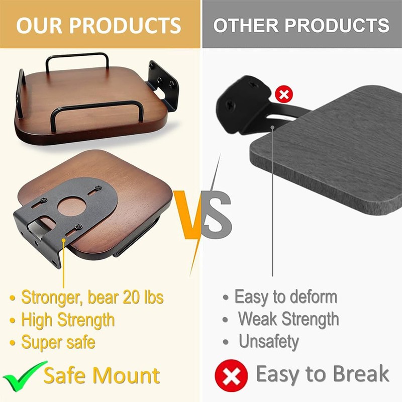 Universal Speaker Wall Mount,Secure Adjustable Real Wood Wall Bracket Holder,Small