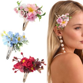 3 PACK Hawaiian Flower Hair Clips, Plumeria Clips for Women Small Tropical Flower Hair Clip Artificial Tropical Flower Hair Clips Hawaiian Hair Accessories for Beach Pool Vacation Outfit