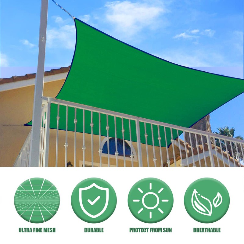 Sun Shade Outdoor Rectangle Shade Sail with 8m Rope Non-Woven