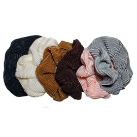 Satin Scrunchie Set, Set of Pleated Satin Scrunchies in Assorted Solids (Black Pink Grey Cream)