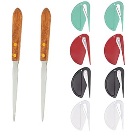 Eabdice Pack of 10 letter openers, plastic letter openers, stainless steel envelope openers, suitable for opening envelopes, packages, boxes (two styles)
