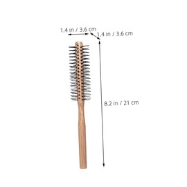 Gatuida 2pcs Wooden Round Hair Styling Comb Blow Drying Brush with Nylon Bristles for Effortless Curls Waves at Home Comfortable Grip for All Hair Types