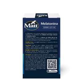 Matt, Melatonina per Dormire, Integratore Alimentare con Melatonina, Favorisce il Sonno, Contribuisce a Ridurre gli Effetti del Jet Leg, Senza Glutine, 120 Compresse
