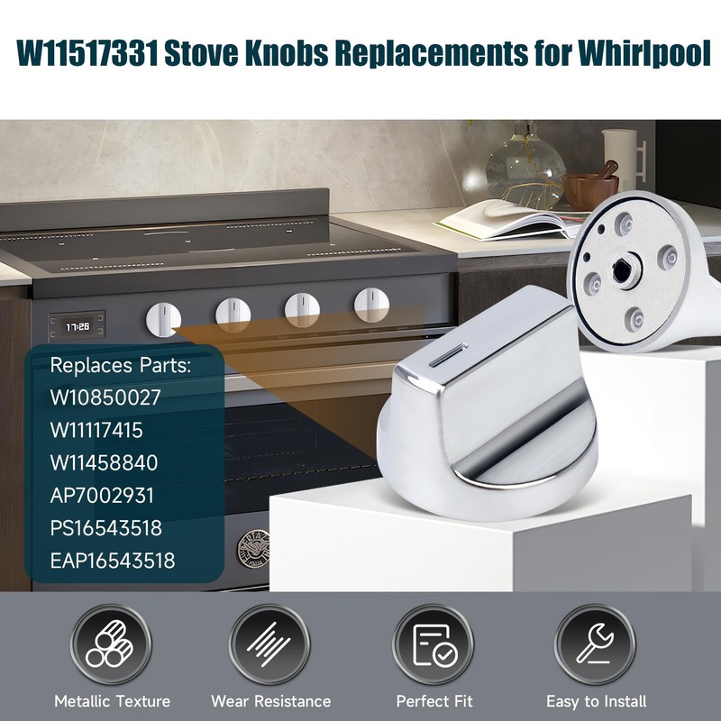 W11517331 for Whirlpool Electric Range Knobs (2pcs) Replace W10850027 W11117415