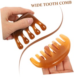 FRCOLOR 2Pcs Resin Wax Gua Sha Massage Comb Set Wide Tooth Scalp Care Tool for Relaxation and Acupoint Therapy Suitable for Hair Types and Scalp Treatments