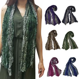 XERU Pleated Leopard Scarf Scarves for Women Girls Light Weight & Warm (Fuchsia)