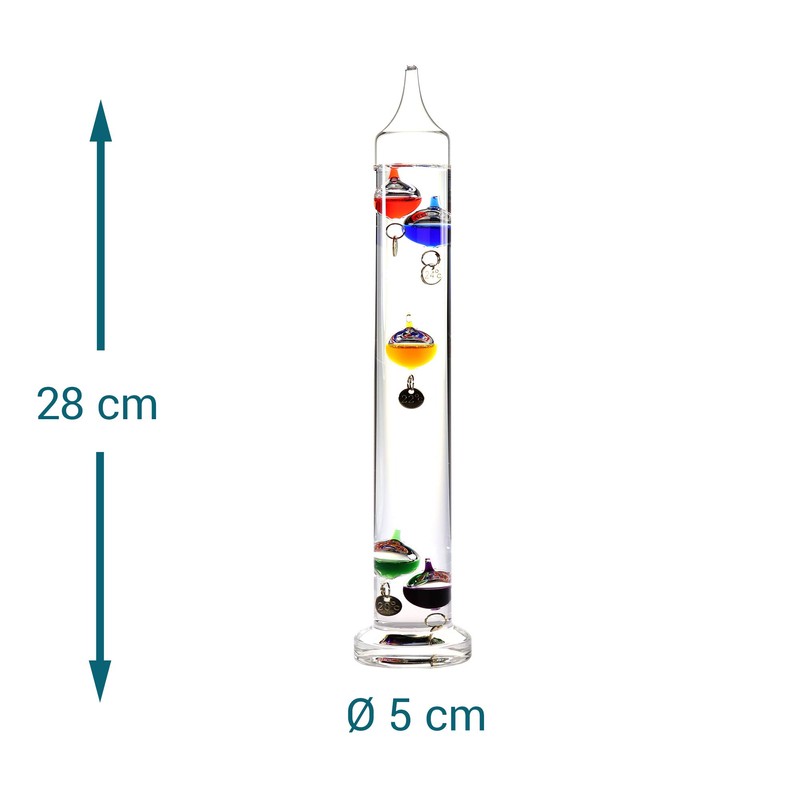 Monsterzeug Galileo Thermometer, 6 Glass Balls, Galilean Thermometer, Glass, Liquid
