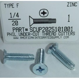 AMERICANINTEGRATEDSUPPLY.COM 1/4-20x1" Undercut Flat Phil Thread Cutting Screws Type F Steel Zinc Plated (25)