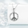 VONALA Peace Sign Necklace Sterling Silver Peace Sign Hippie Pendant
