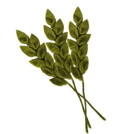 your castle Branch with Leaves Foliage Felt Flowers, Handmade Decorative Flowers, Fair Trade, Sustainable Felt Decoration, Realistic Artificial Flowers, Pack of 3 in Green