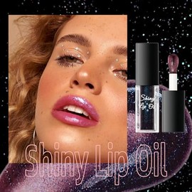 Aceite de labios que cambia de color negro, brillo labial mágico con brillo labial con purpurina voluminosa, cepillo grande que cambia el ph, aceite d