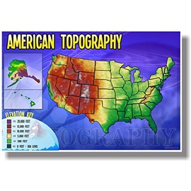 Topography of the United States - NEW American Geography Poster