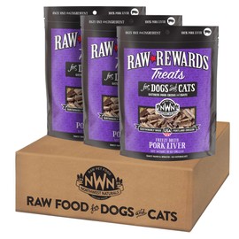 Northwest Naturals Raw Rewards Freeze-Dried Pork Liver Treats for Dogs and Cats - Bite-Sized Pieces - Healthy, 1 Ingredient, Human Grade Pet Food, All Natural, Proudly Made in USA, 10 Oz (Pack of 3)