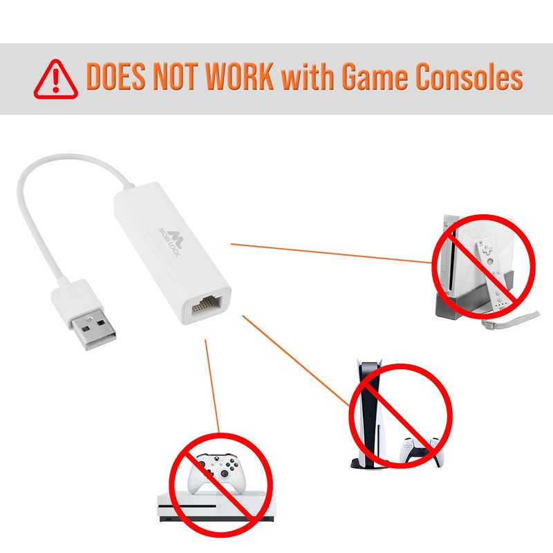 USB Ethernet (LAN) Network Adapter Compatible with Laptops, and All
