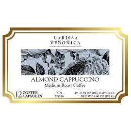 Almond Cappuccino Medium Roast Coffee (Single Serve K-Cup Pods) (Gourmet, Naturally Flavored, Whole Coffee Beans) (12 pods, ZIN: 578136)