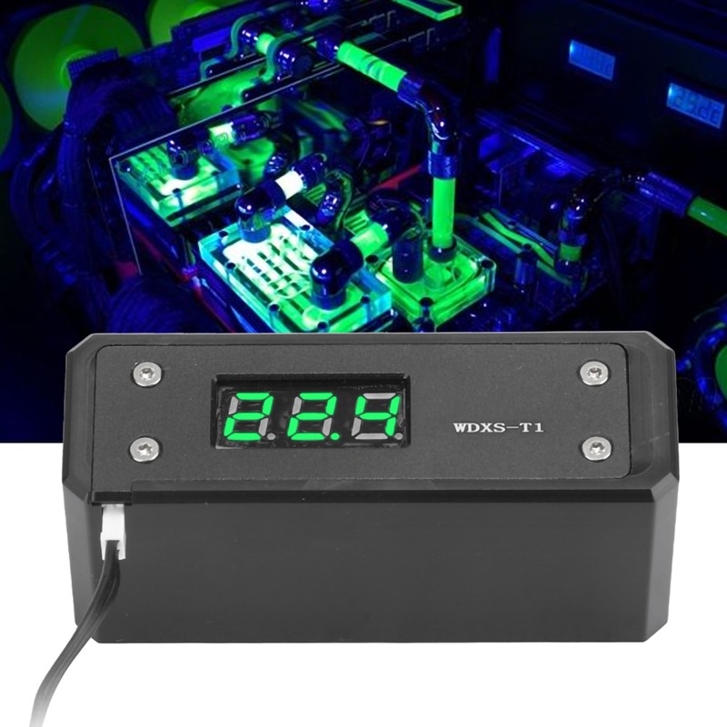 Water Cooling Digital Thermometer G1/4 Black Panel Red Blue Green
