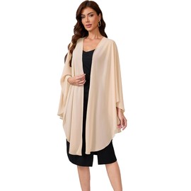 Women's Shawls and Wraps for Evening Dress Chiffon Scarf Soft Elegant Pashmina Wedding Bridal Scarve (Champagne)