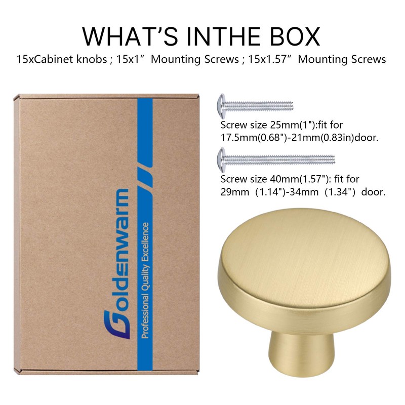 goldenwarm Gold Drawer Knobs Kitchen Cabinet Knobs,15 Pack - Cabinet