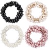 4 Pcs Pearl Hair Scrunchies, Elastic Hair Ropes Ponytail Holder