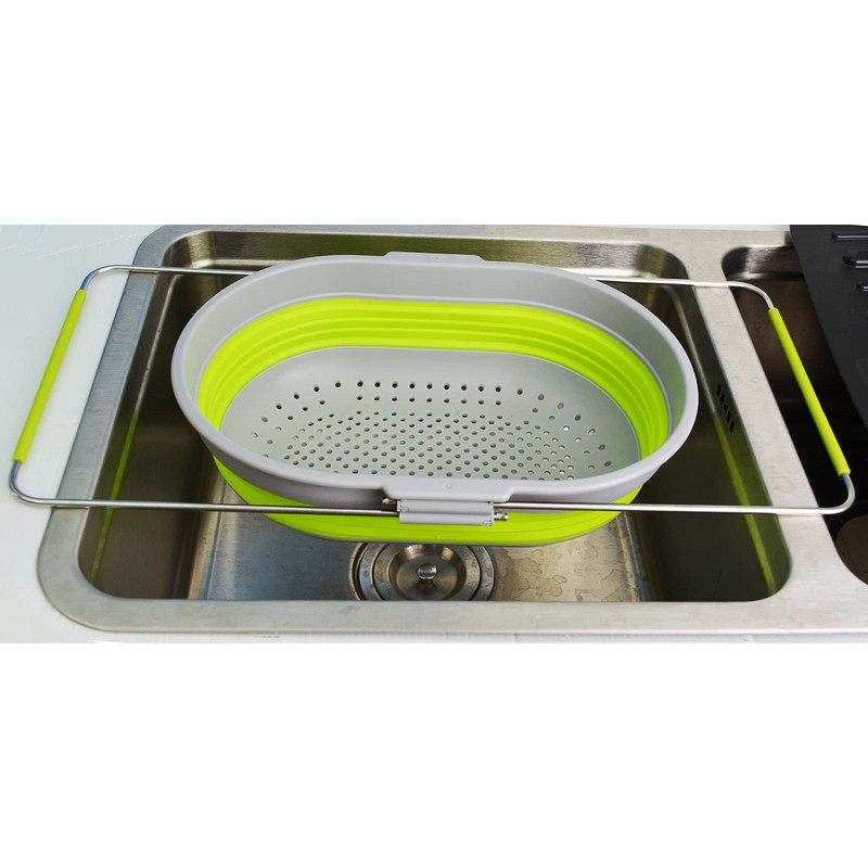 SAMMART 5L Expandable and Collapsible TPE/PP Oval Strainer Over The