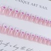 French Tip Press on Nails Medium Square Fake Nails Pink