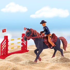 Peagprav Western Rodeo Horse Toys for Girls and Boys - Cowboy Dodeo with Western Rider and Horse Figurine Fence Horse Toy Set Birthday Gift for Kids Toddlers Ages 3-7 Years Old