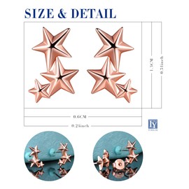 Yumilok Jewelry Three Stars 925 Sterling Silver Rose Gold Plated Ear Climber Studs Hypoallergenic Earrings for Women/Ladies/Girls