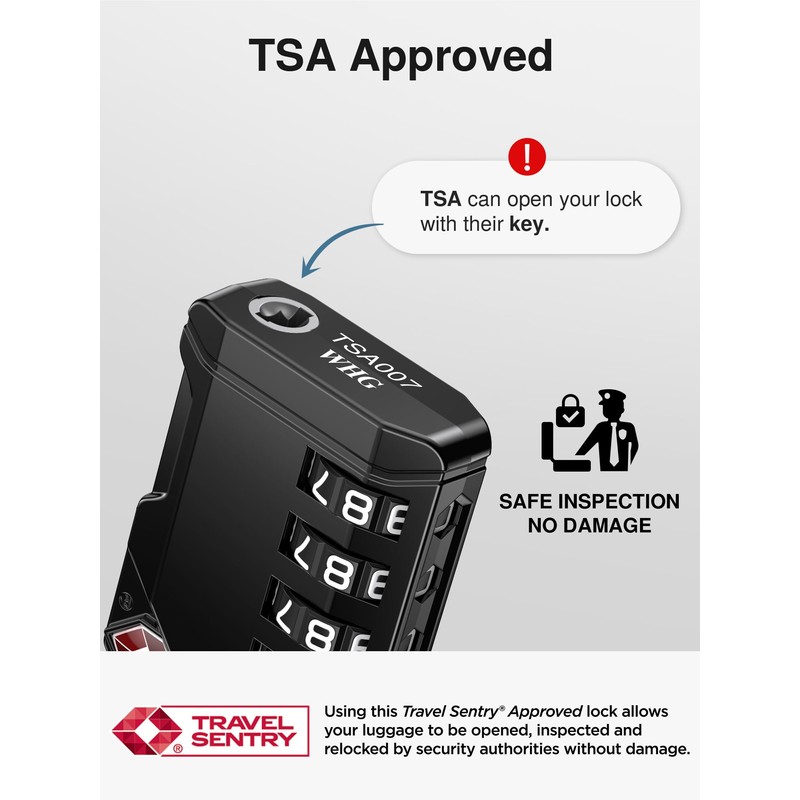 Puroma TSA Approved Travel Luggage Locks, 2 Pack Black 4