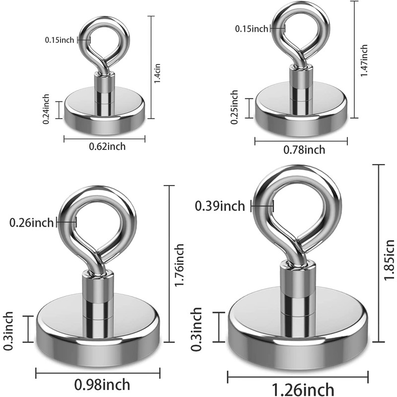 KQWOMA Magnetic Eye Hooks, 12PCS Strong Neodymium Magnet Loop Hooks