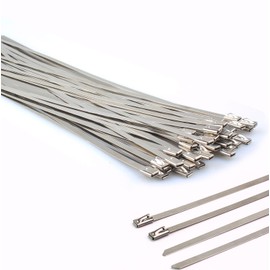 Metal Zip Ties 12 Inch, Heavy Duty 304 Stainless Steel Zip Cable Ties with 200 Lbs Tensile Strength, Self-locking Strap Ties (50 Pcs)