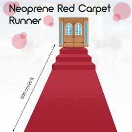 Boao 20 x 2.3 ft Neoprene Carpet Runner Reusable Plastic Floor Runner Non Slip Rubber Backed Rugs for Hallway Aisle Carpet Roll for Wedding Party Decor Prom Business Outdoor(Dark Red)