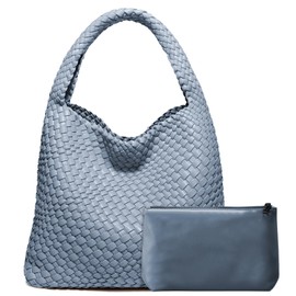 Woven Bag Purses and Handbags Woven Vegan Leather Tote Shoulder Top-Handle Bag With Purses for Women