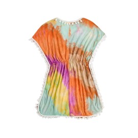Milumia - Traje de baño para niña, diseño de teñido anudado, para cubrir la playa, Naranja, 7 Años