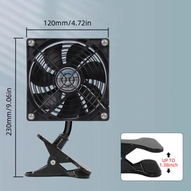4.72" Clip on Fan Clamp Cooling Fan with On/Off Switch Cable for Desk, Bed, Car & Camping and More