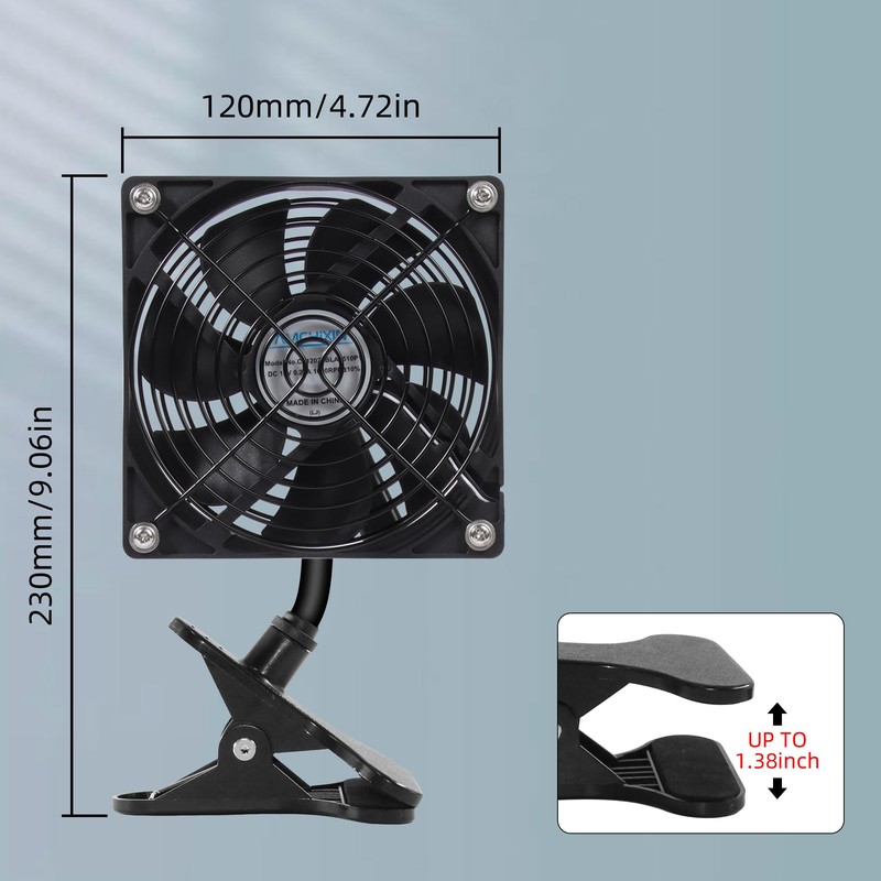 4.72" Clip on Fan Clamp Cooling Fan with On/Off Switch