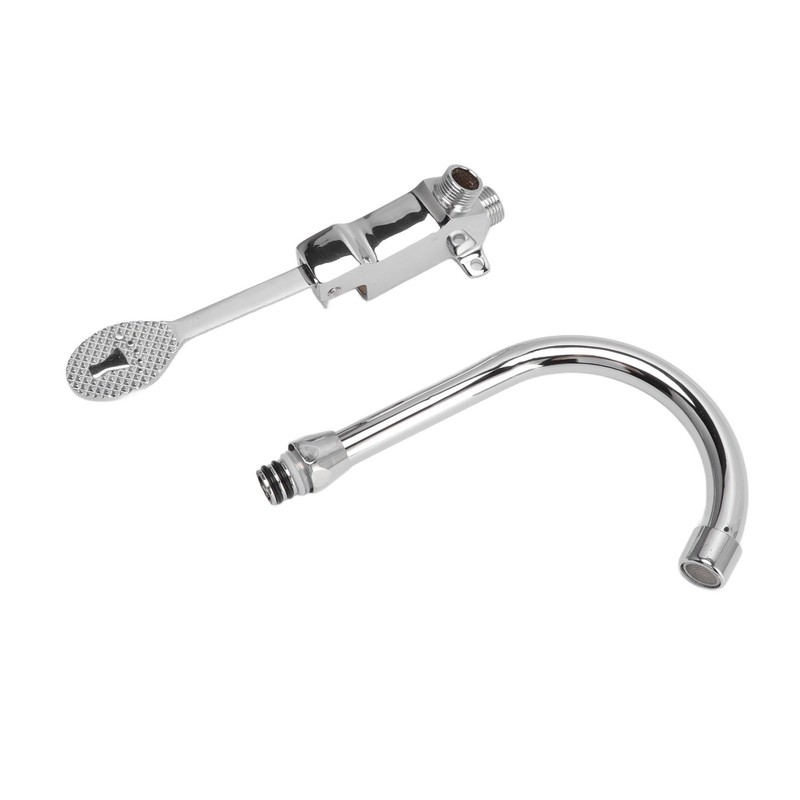 Foot Pedal Faucet Set Stainless Steel Hands Free Silver Touchless