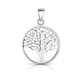 DTPsilver® 925 Sterling Silver, Yellow Gold Plated, Rose Gold Plated or Two-Tone Necklace - Small Tree of Life Pendant - With or without Chain - Width: 1.2 mm - Adjustable Length: 40 to 45 cm,