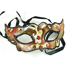 Masquerade - Adult Mask Fancy Dress Brown Copper Black and Gold Colours