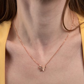 ZAVANA Rose Gold Butterfly Necklace For Women and Teenage Girls, Dainty Necklaces for Women, Simple gold Chain Necklace with a Cute Butterfly Pendant, Costume Jewellery for Women With Gift Pouch,