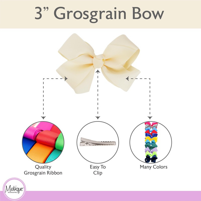 3 Inch Grosgrain Bow for Little Girls- Set of 2
