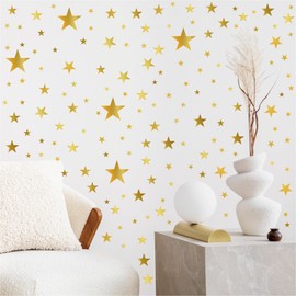 Gold Stars Wall Decals 280 Pcs DIY Stars Wall Stickers Peel and Stickers for Nursery Bedroom Living Room Classroom Wall Decor 10 Sheets
