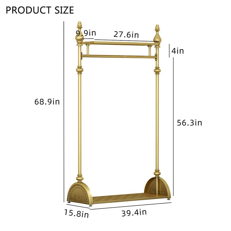 Clothing Rack Gold, Industrial Clothes Rack for hanging Clothes with