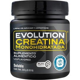 EVOLUTION, Monohidrato de Creatina, Suplemento Alimenticio, Creatina Monohidratada, Sugar Free, Pre Workout, Sin Sabor, 50 Porciones, 250g