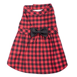 The Worthy Dog Buffalo Plaid Dress, Cute Stylish Doggy Outfit for Your Furry Fashionista! - Red/Black Medium