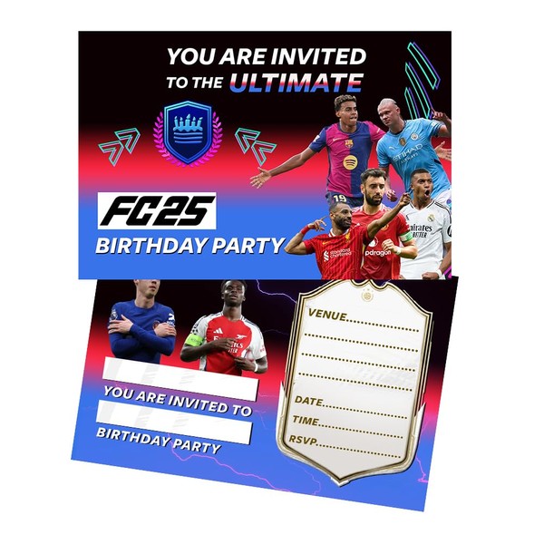 Football Party Invites Birthday Invitations & Envelopes (WRITE ON) New